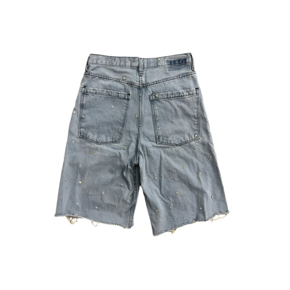 STUDDED DENIM SHORT