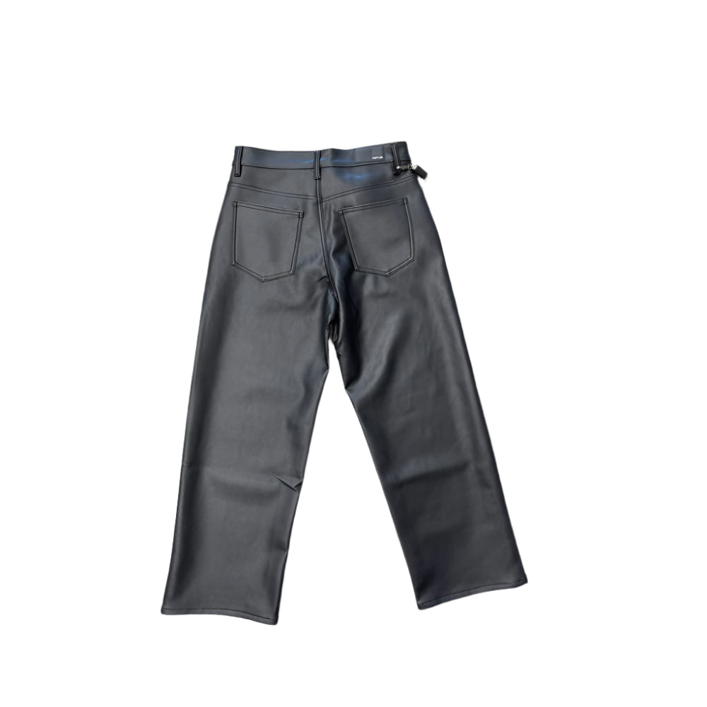 PU RELAXED JEAN W/ CHAIN