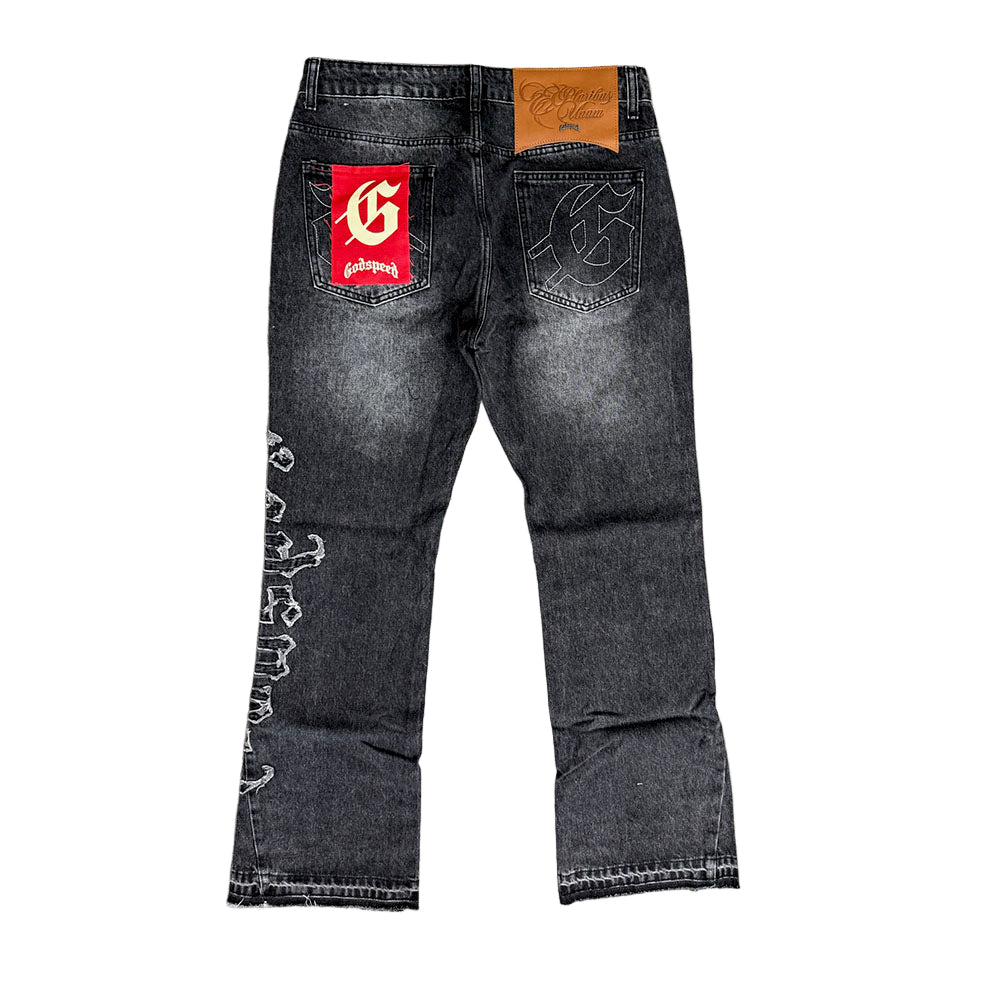OG LOGO FLARED DENIM GREY WASH