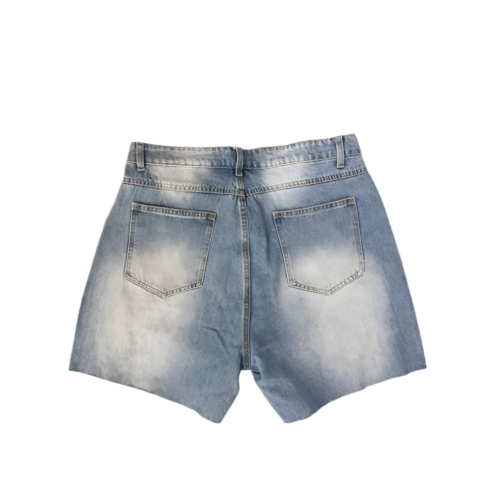 SINGLE STITCH COWHAIR DENIM JORT