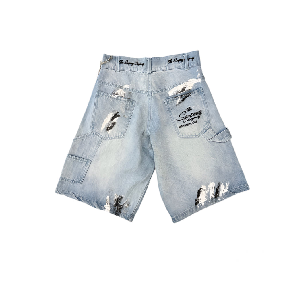 PAINT SPLASHED JEWELED JORTS
