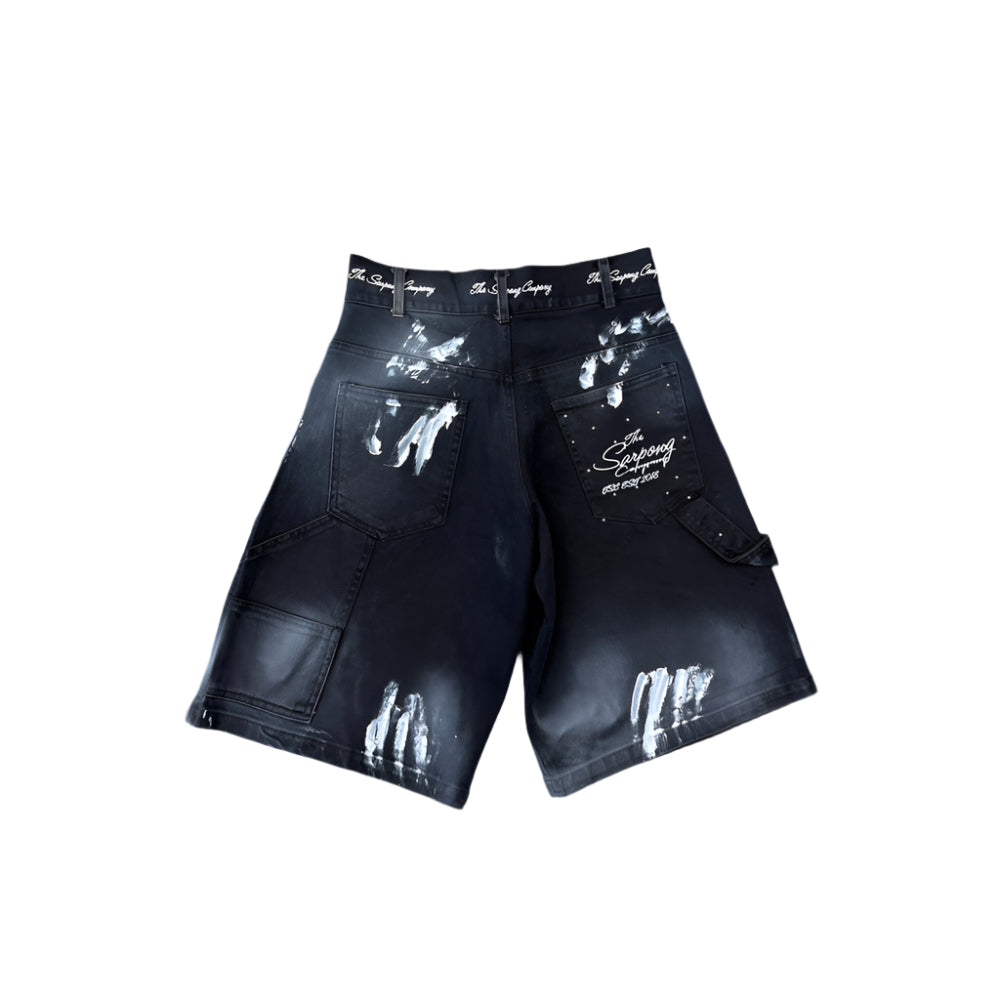 PAINT SPLASHED JEWELED JORTS