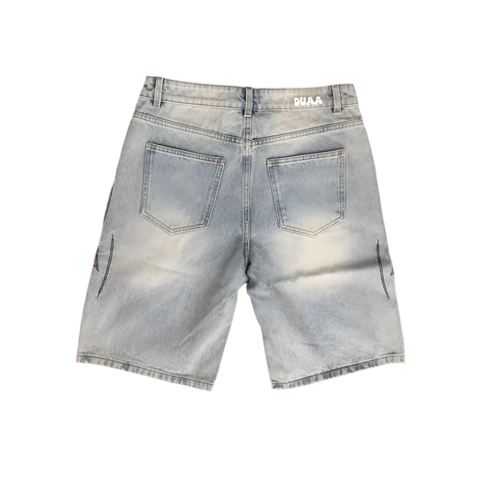ACCOMPLISHED TRIBAL STONE DENIM JORT