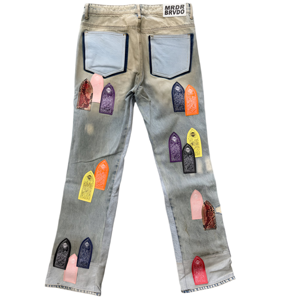 PATCH ARCHED REPAIRED DISTRESSED DENIM